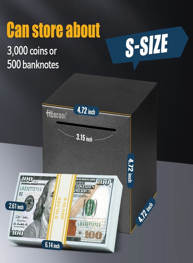 hicocool Piggy Bank for Adults Must Break to Open, Stainless Steel Adult Piggy Bank for Real Money, Unbreakable Metal Money Bank for Cash Saving (4.72 inch, Black) - Image 2
